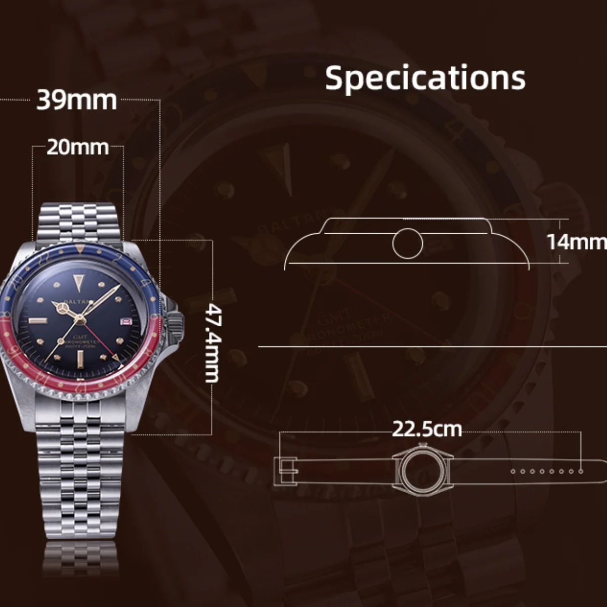 Baltany новые винтажные роскошные мужские автоматические механические часы в стиле ретро 39 мм 1957-е годы GMT Master Homage Cola безель с сапфировым стеклом reloj hombre