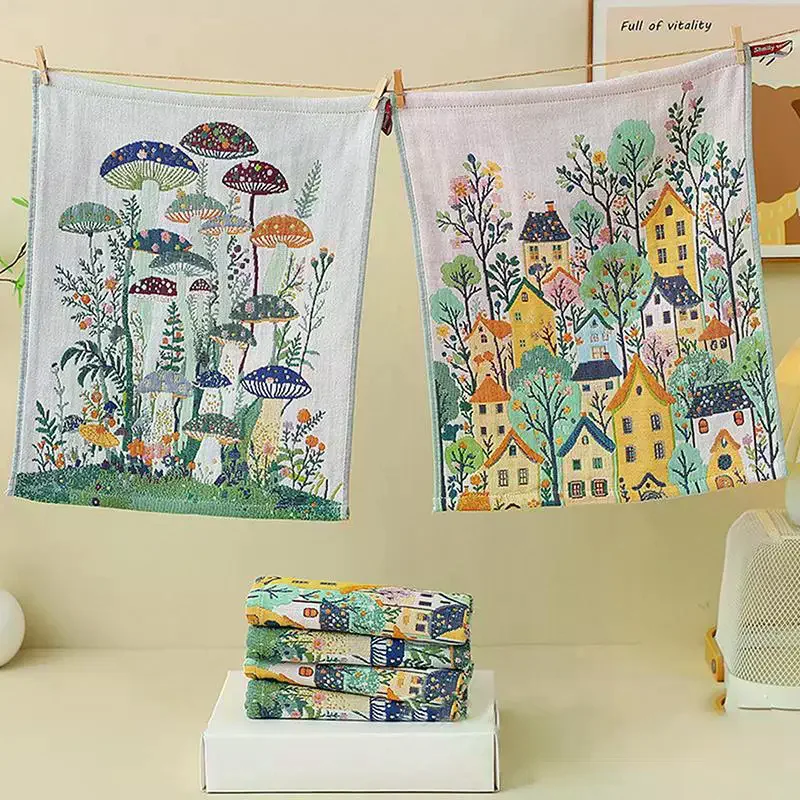 

34x40cm Large Hand Towels 4-Layer 100% Cotton Gauze Quick-Dry Dishcloths, Decorative Tea Towels For Kitchen & Bathroom