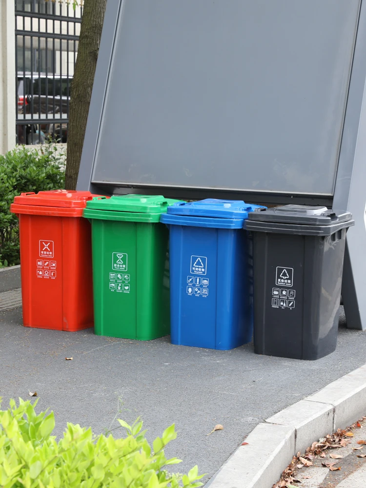 Cubo de basura de cocina de an capacidad sin ruedas, cubo de basura comercial de 80L con tapa, bote de clasificación de bas...