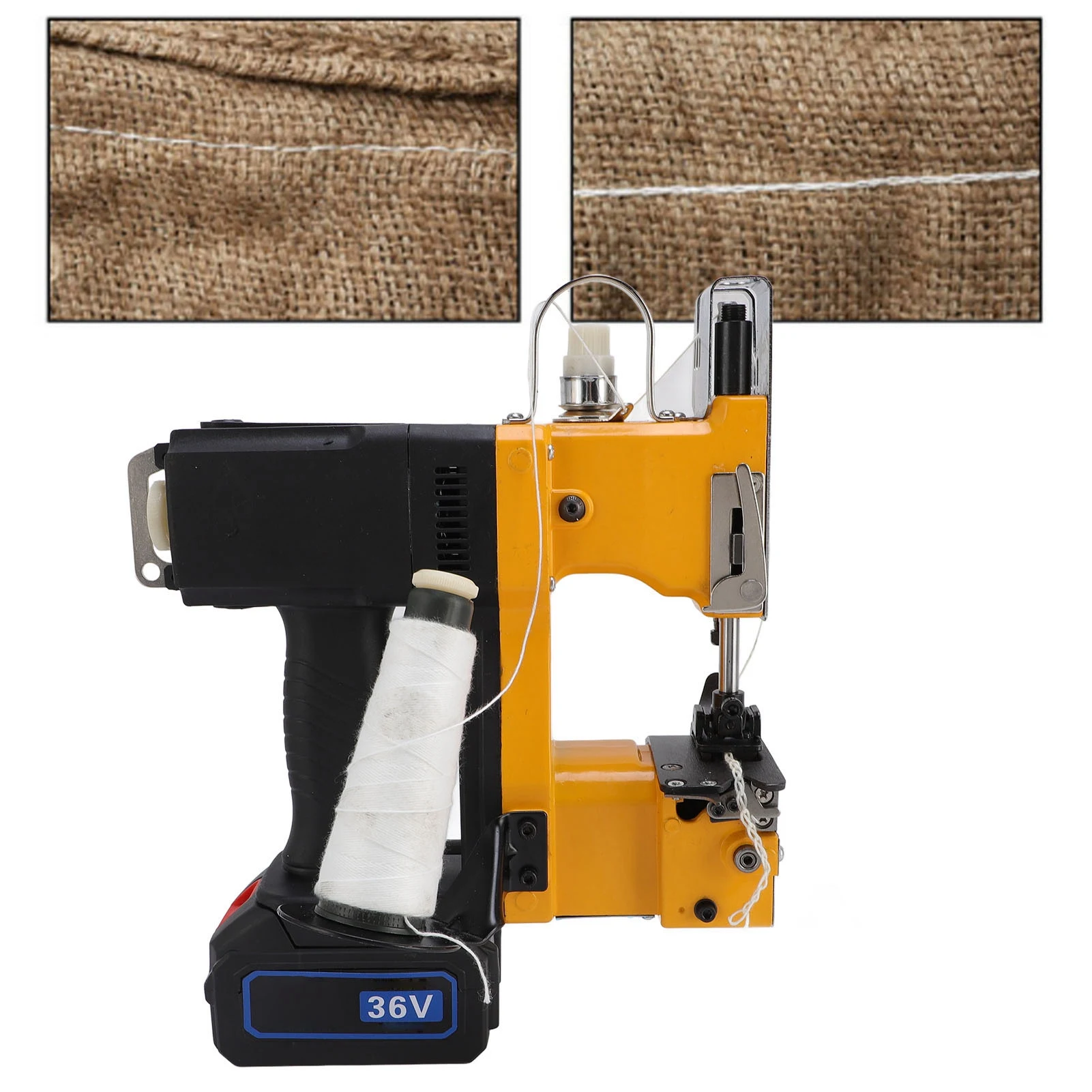 Máquina envasadora de bolsas tejidas, máquina de coser de bolsas tejidas, 1500-1700 puntadas por minuto, cierre de costuras de bolsas eléctricas inalámbricas de 280W