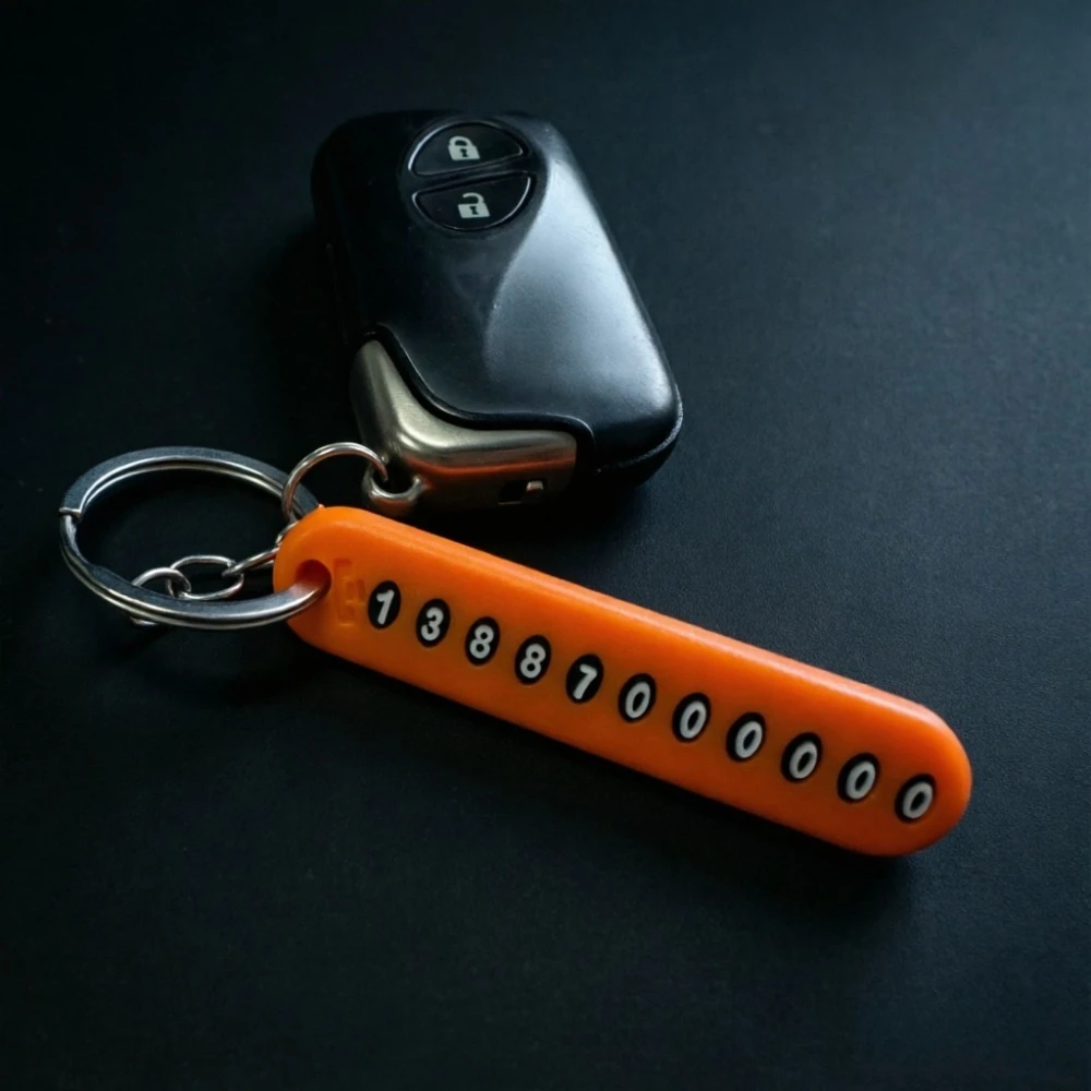 

5Color Anti Loss Phone Number Plate Car Key Ring Accessories Creative Digital Keychain Pendant DIY Advertising Keyring Gift