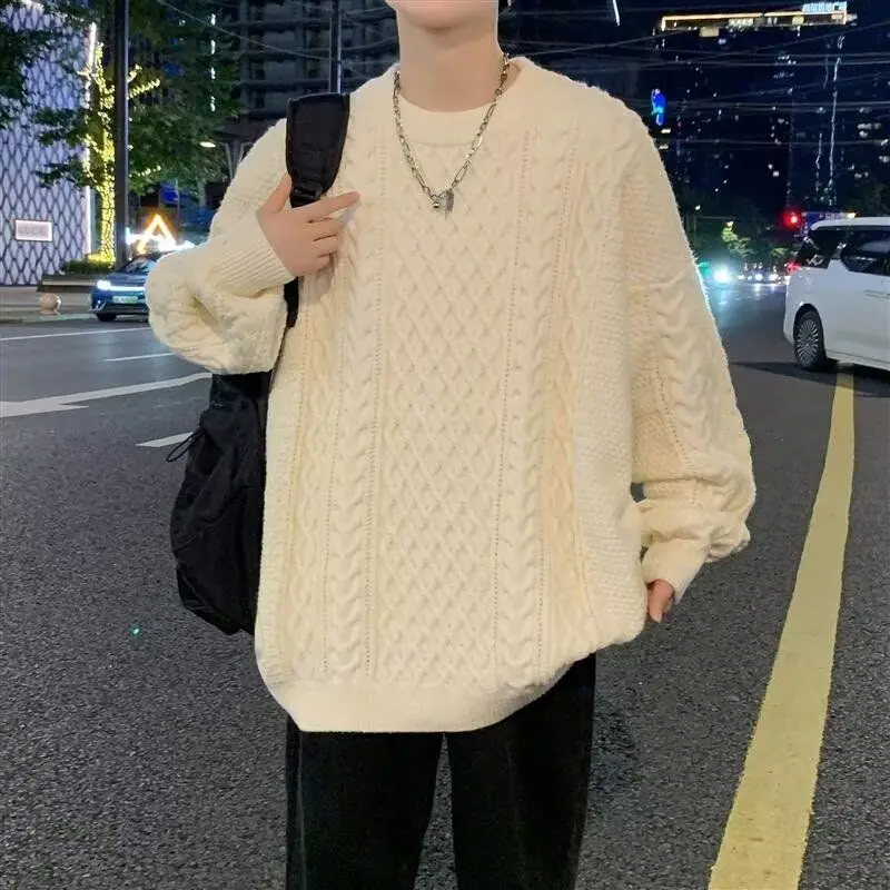 

Trendy Brand Men's Thiened Knitted Sweater Loose Warmth Youthful Sle Autumn Winter Lazy Faion Thiened Twist Sweater