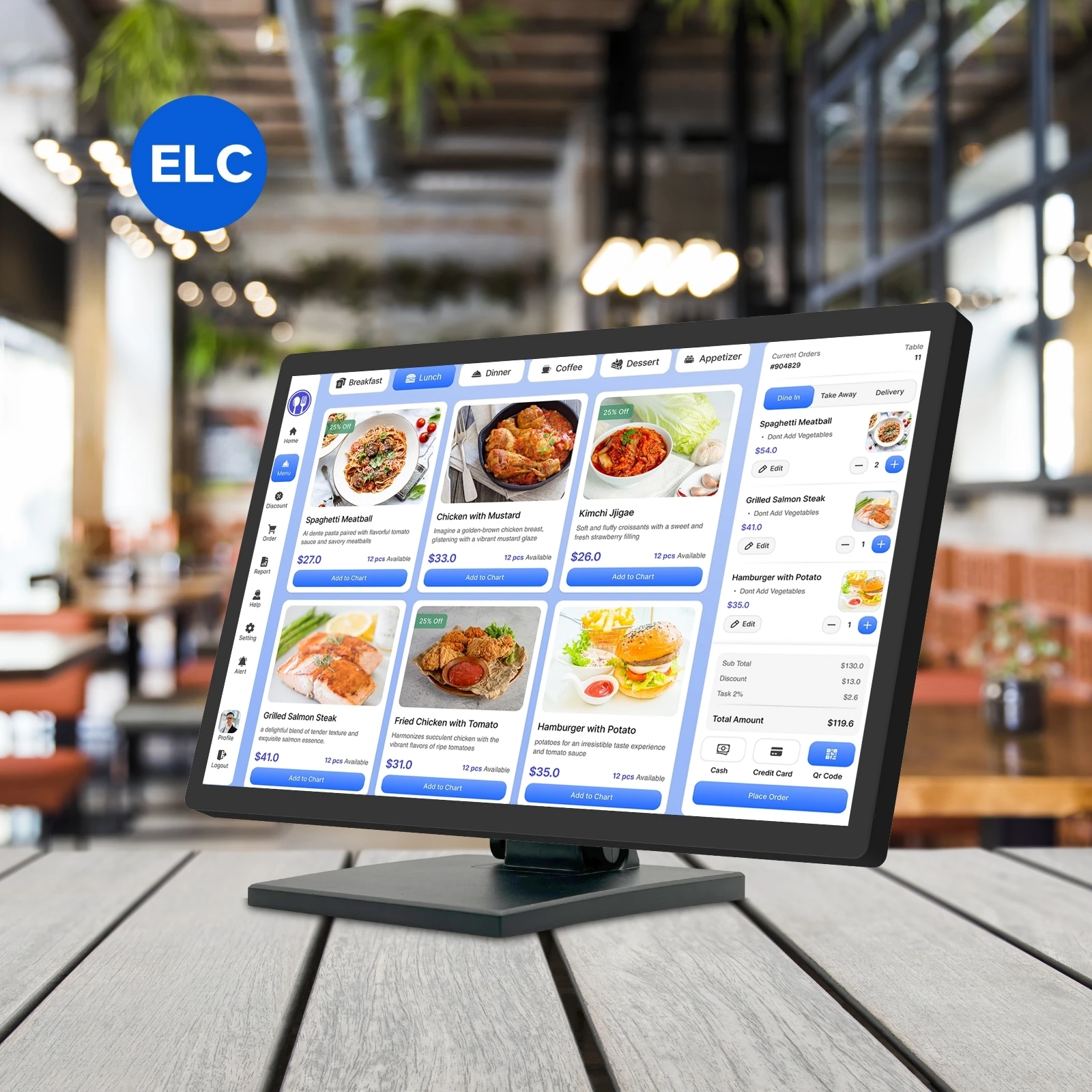 21.5 Inch Desktop Kiosk Touch Screen Restaurant POS Systems Android 11 2+16GB Tablet PC