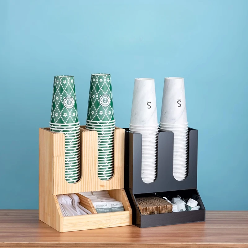 Plastic Paper Cup Organizer  Curved Edge Cup Dispenser for Restaurants Multi-Slot Coffee Bar Storage Rack