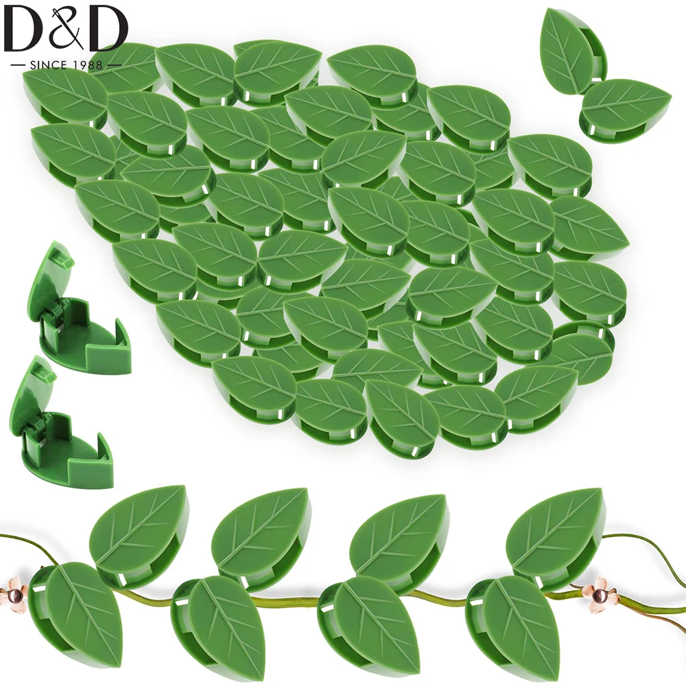 

10/30pc Plant Climbing Wall Fixture Clip Self-Adhesive Hook Vines Traction Invisible Stand Green Leaf Plant Clip Garden Wall Cli