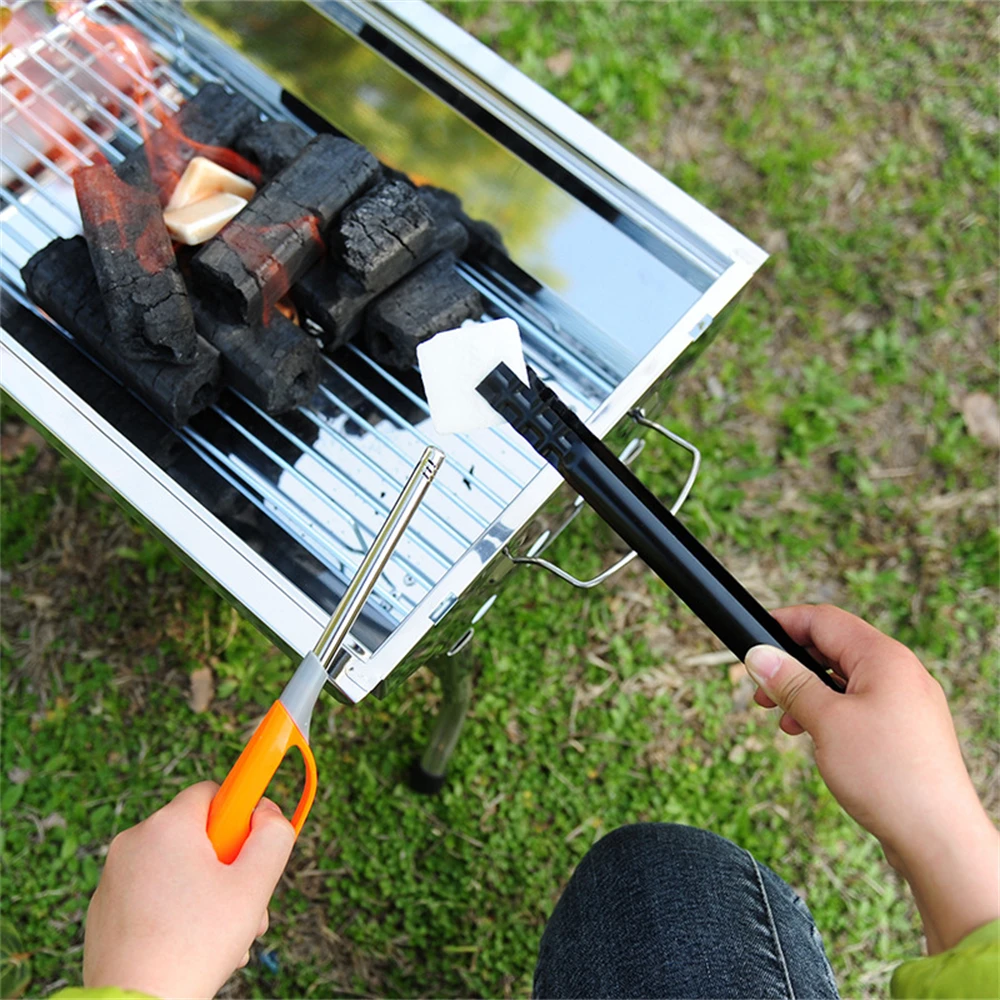 1PC Charcoal Grill Poker Fire Tongs Barbecue Charcoal Tong Stainless Steel Barbecue Tongs Picker Tool Camping Cooking Tool