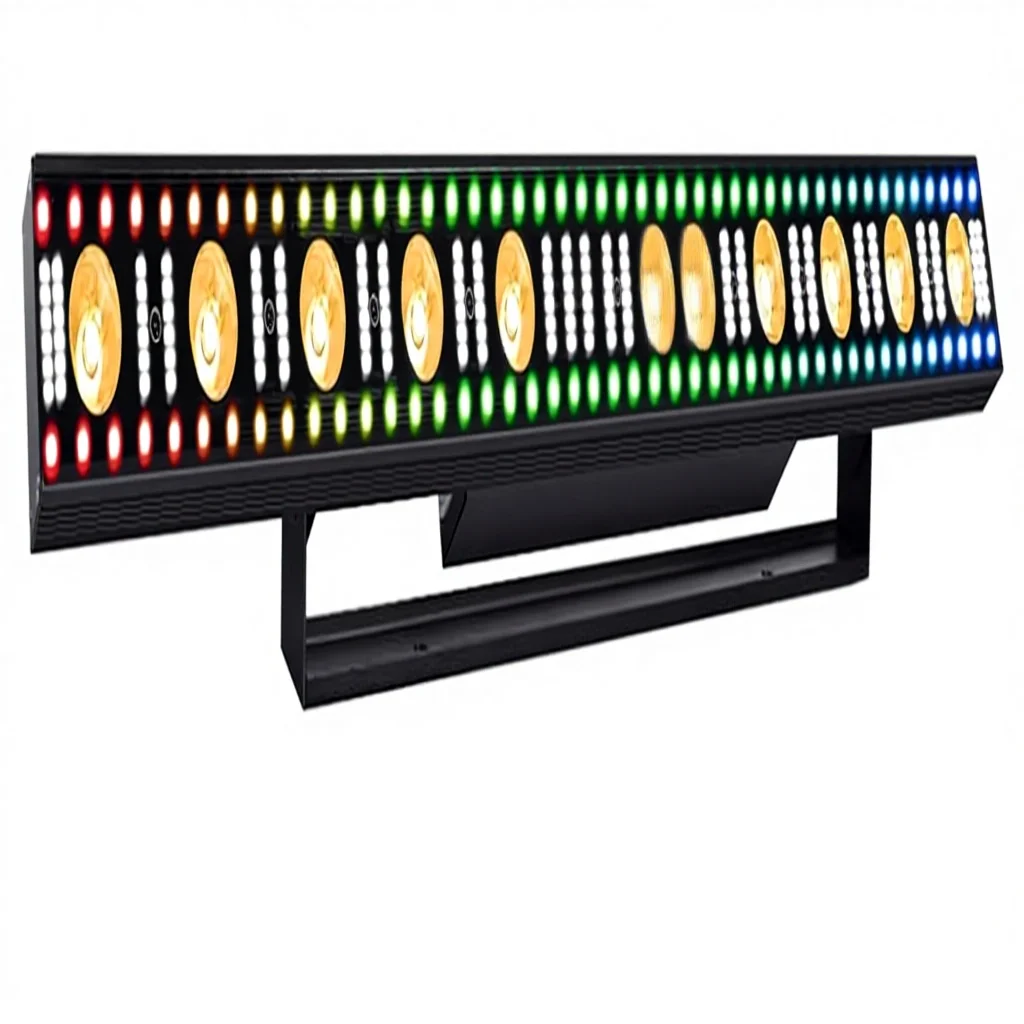 Stage Washer Light Bar 96LED RGB & 12LED White Strobe Light, Aluminum Alloy, Fast Cooling IP65 Sound Activation