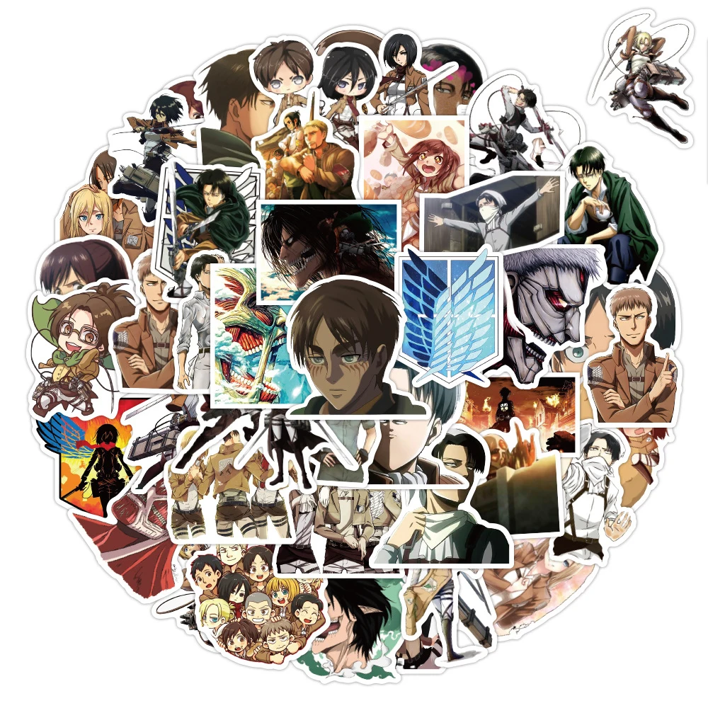 10/30/50/100pcs Cool Anime Attack On Titan Stickers Cartoon Graffiti Decals Decorations DIY Phone Water Bottle Suitcase Sticker