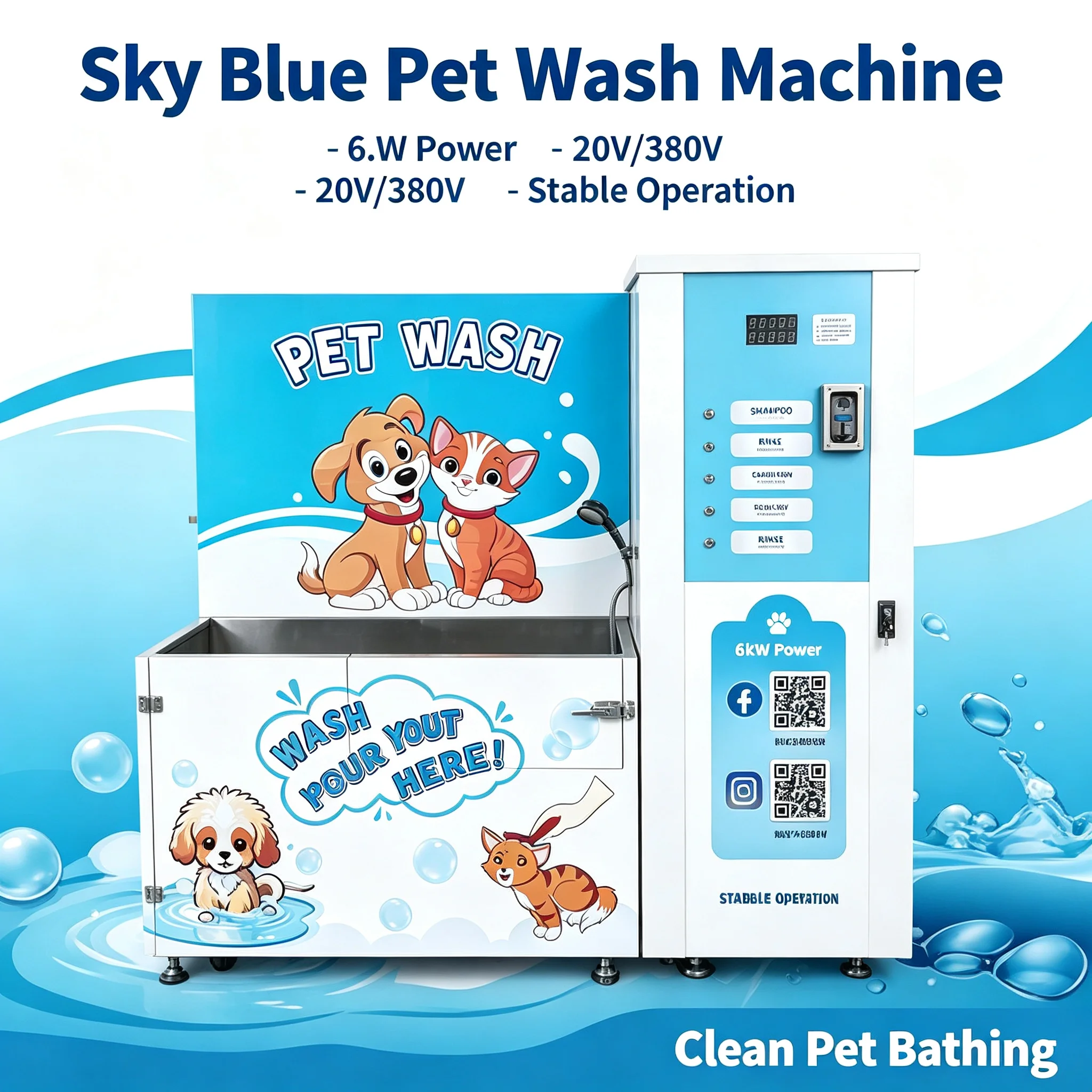 Pet Washing Machine, Business‑Ready Energy‑Saving Pet Bathing Equipment, Foldable Device for Indoor Pet Care Salon Custom