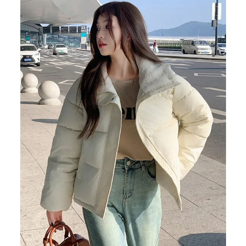 Fashionable and Casual Women's Short, Short, Thick Cotton Jacket 2024 Winter New Versatile Slimming Stand Up Collar Bread Jacket