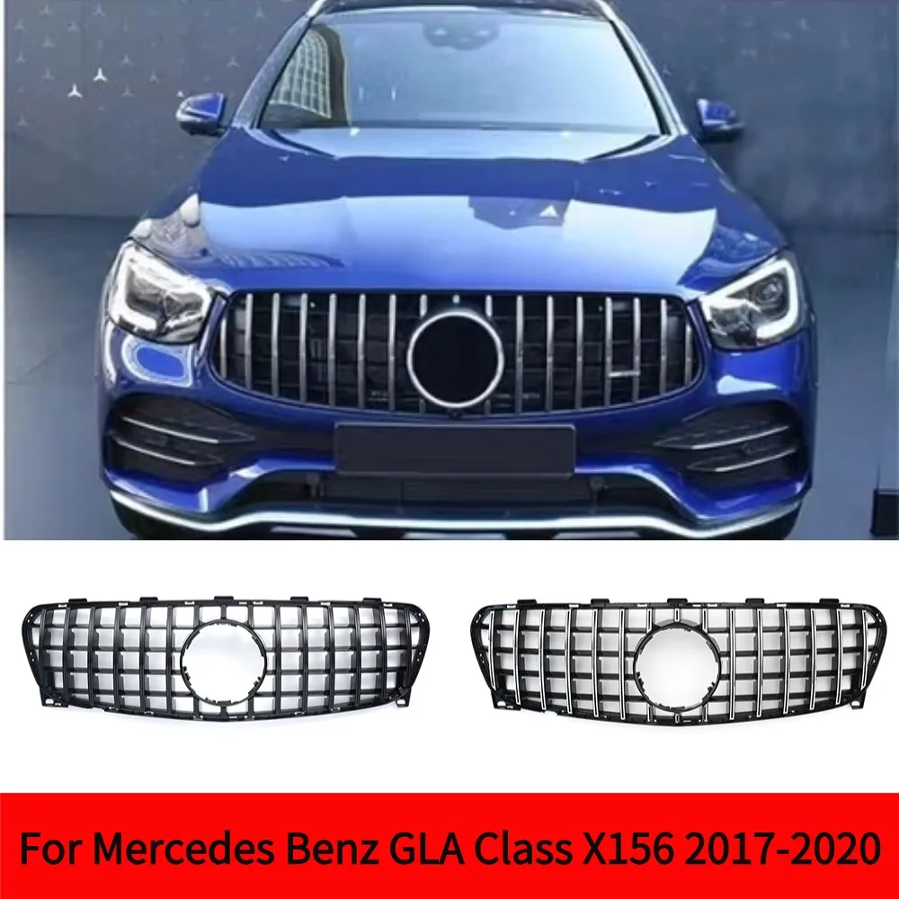 

For Mercedes Benz GLA Class X156 2017-2020 GLA200 GLA250 GLA45 GT Style Black Grill Front Grille Car Upper Bumper Hood Mesh Grid