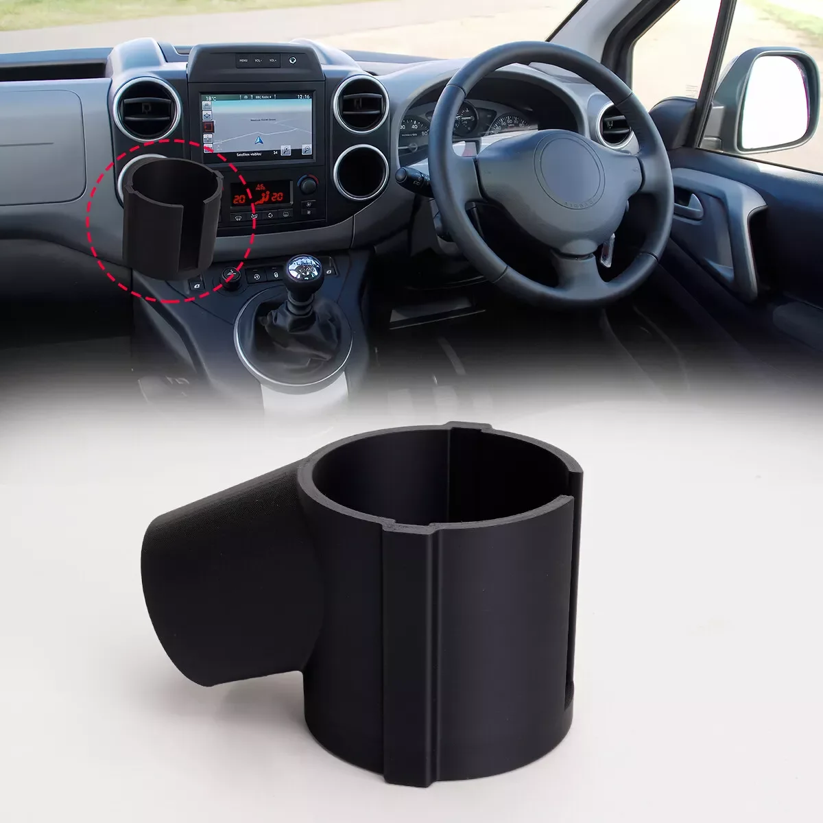 Portavasos Interior para coche, soporte para teléfono, almacenamiento de empuje, estante para bebidas, accesorios para coche para Peugeot Partner Citroen Berlingo