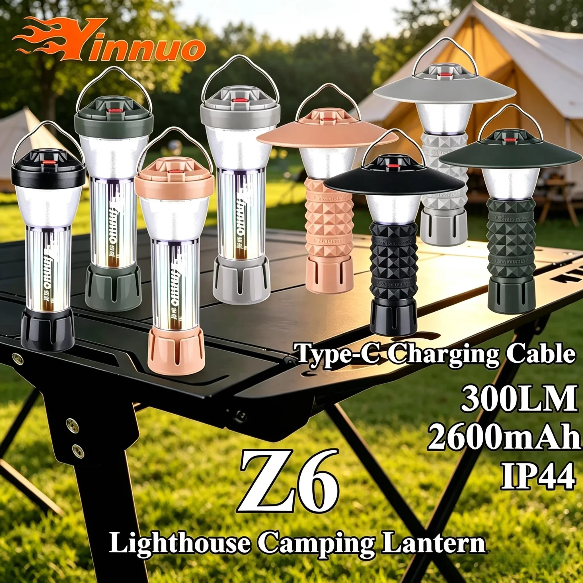 

YINNUO Z6 Lighthouse 2600 мАч, мини-фонарь для кемпинга, светодиодный фонарик, USB-перезаряжаемый, в стиле Micro Flash, кемпинговый фонарь того же дизайна