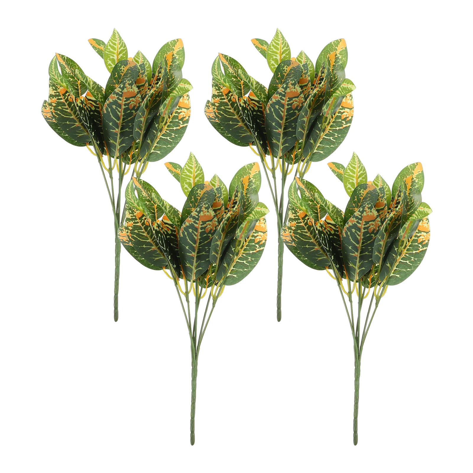 

4pcs Sprinkle Golden Banyan Leaves Artificial Croton Plant Greenery Purple Decor Eucalyptus Houseplants Tropical Plants