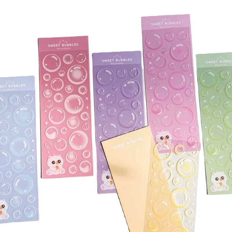 Colorful Star Bubbles Decal Stickers Scrapbooking Stationery Hearts Stickers PET Bubble Sticker DIY Journal Planner