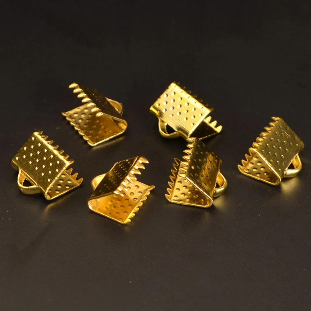 

750pcs Buckle Accessories Plated Ribbon Ends Fastener Clasps Cord Ends Textured Crimp Clamps Mazi Zipper Clips Jewellery