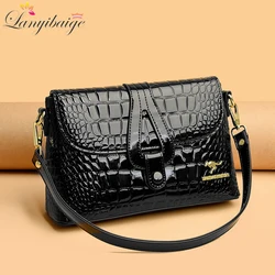 2023 Women Patent Leather Shoulder Bags Luxury Designer Large Capacity Crocodile Stripe Crossbody Bag High Quality Messenger Bag