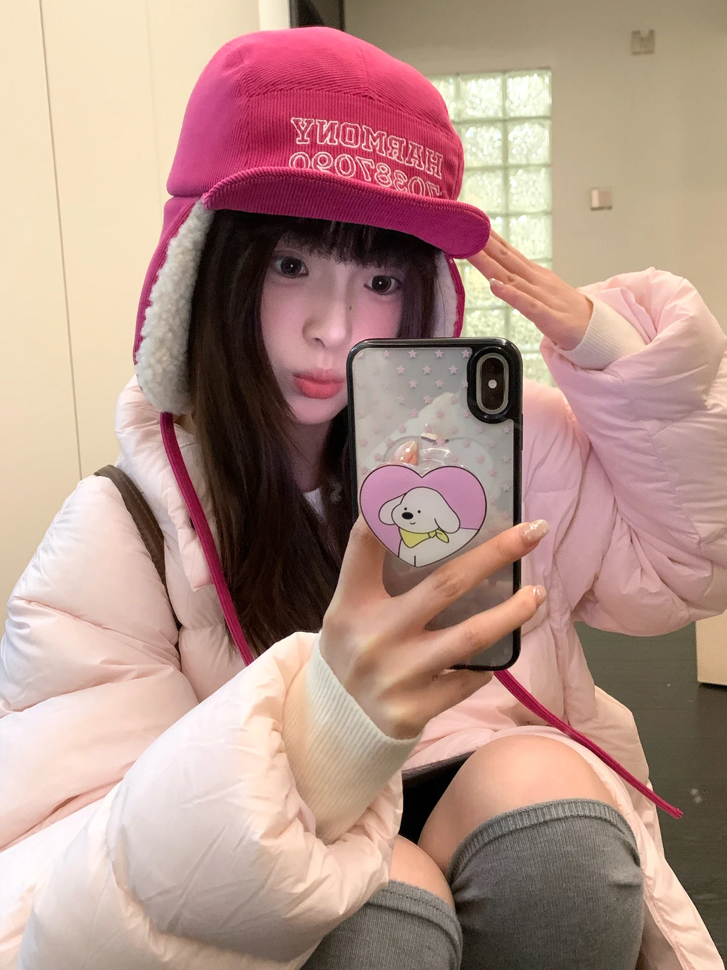 Korean Embroidered Alphabet With Airplane Hat For Girls To Keep Warm In Winter A Hat To Protect The Ears From The Cold