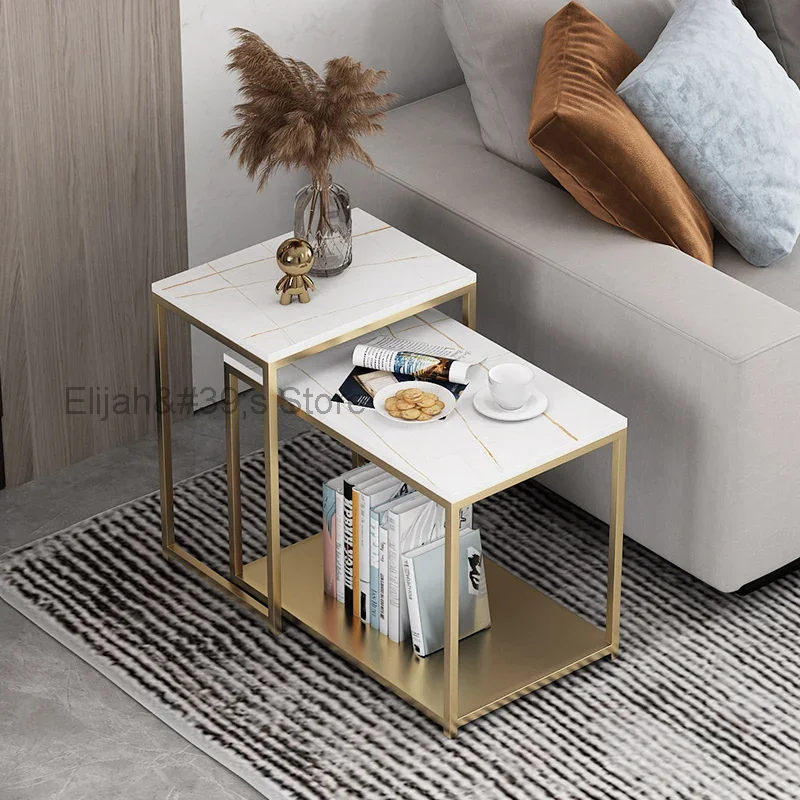 

Square Nesting Coffee Table Sets Nordic Gold Marble Side Table Corner Extendable Storage Mesita De Noche Kitchen Furniture