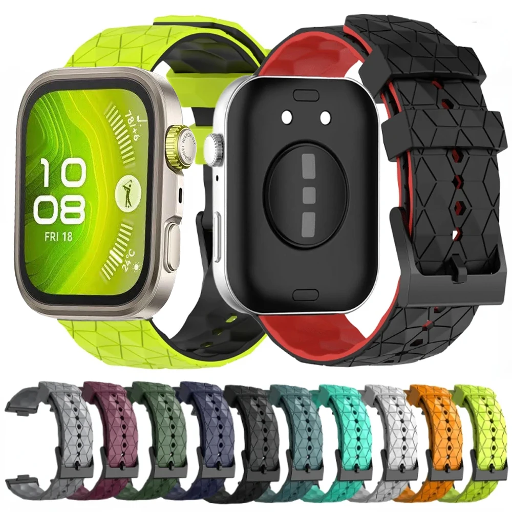 Soft  Silicone Strap for Huawei Watch Fit 3 Soccer Pattern Sports Silicone Strap for Huawei Watch Fit 3/4/4 Pro