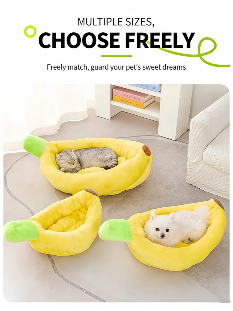 Haustierbett in Bananenform, weiches, warmes Nest, zum Schlafen, für alle Jahreszeiten geeignet, speziell für Katzen und Hunde, Haustiergeschenk – Detail 4
