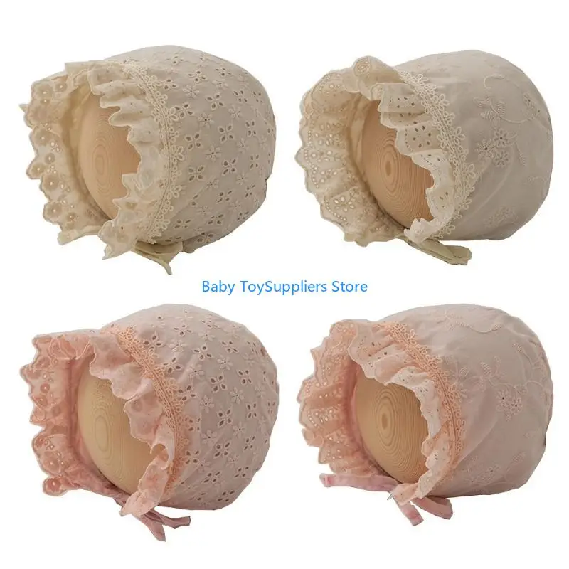 

R1WF Lace Embroidery Baby Hat Girls Bonnet for 0-12M Newborn Infant Princess