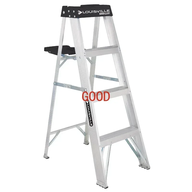 

4' Aluminum Step Ladder, 250-lb Capacity, W-2112-04S Ladder for Home