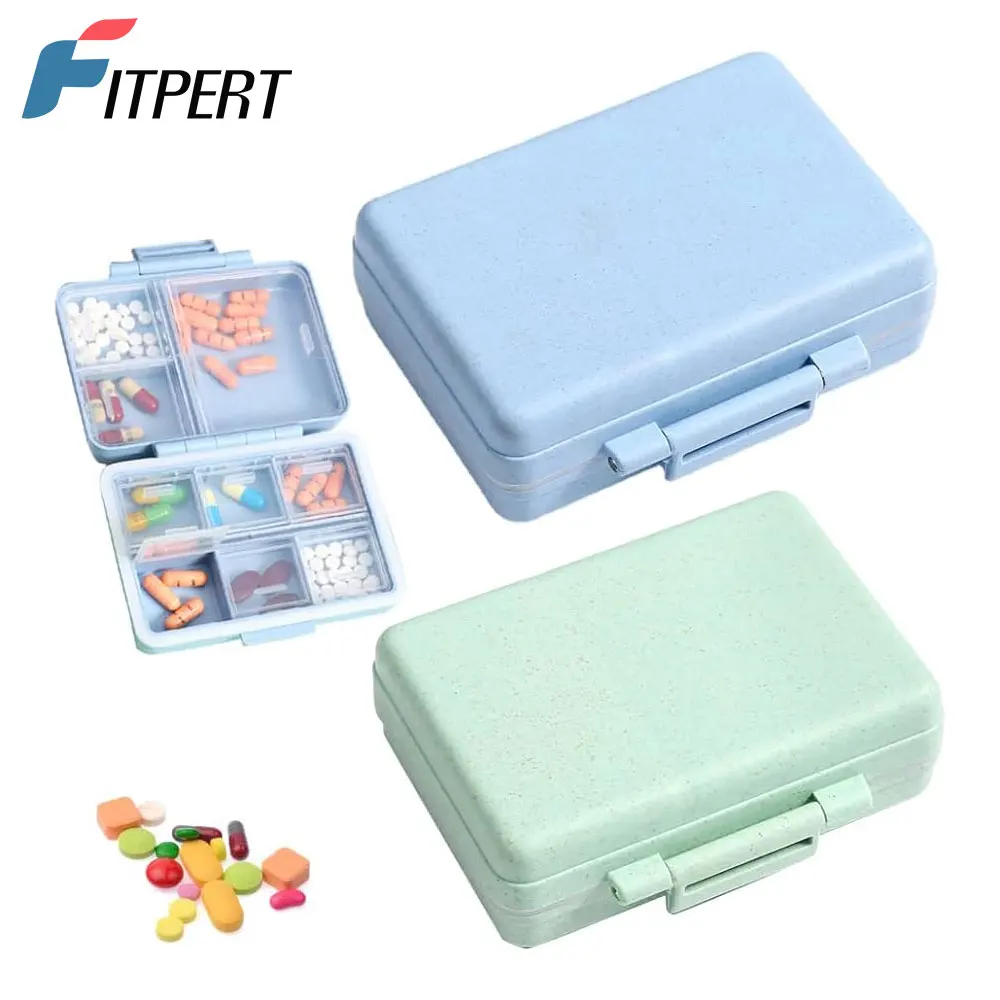 

Daily Pill Organizer, 9 Compartments Portable Sealed Pill Box, Travel Organizer, Waterproof Design Pills Box for Wallet Pocket