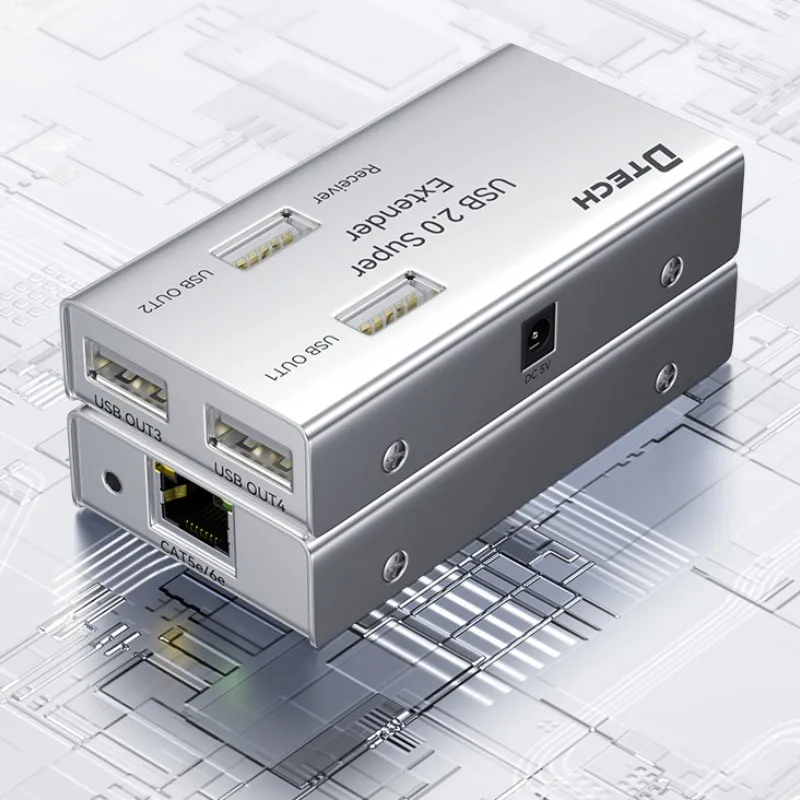 DTECH Hot Selling USB 2.0 Extender via Cat5e/6e-kabel tot 50 m met 4 poorten uitgang voor audio- en videoapparatuur
