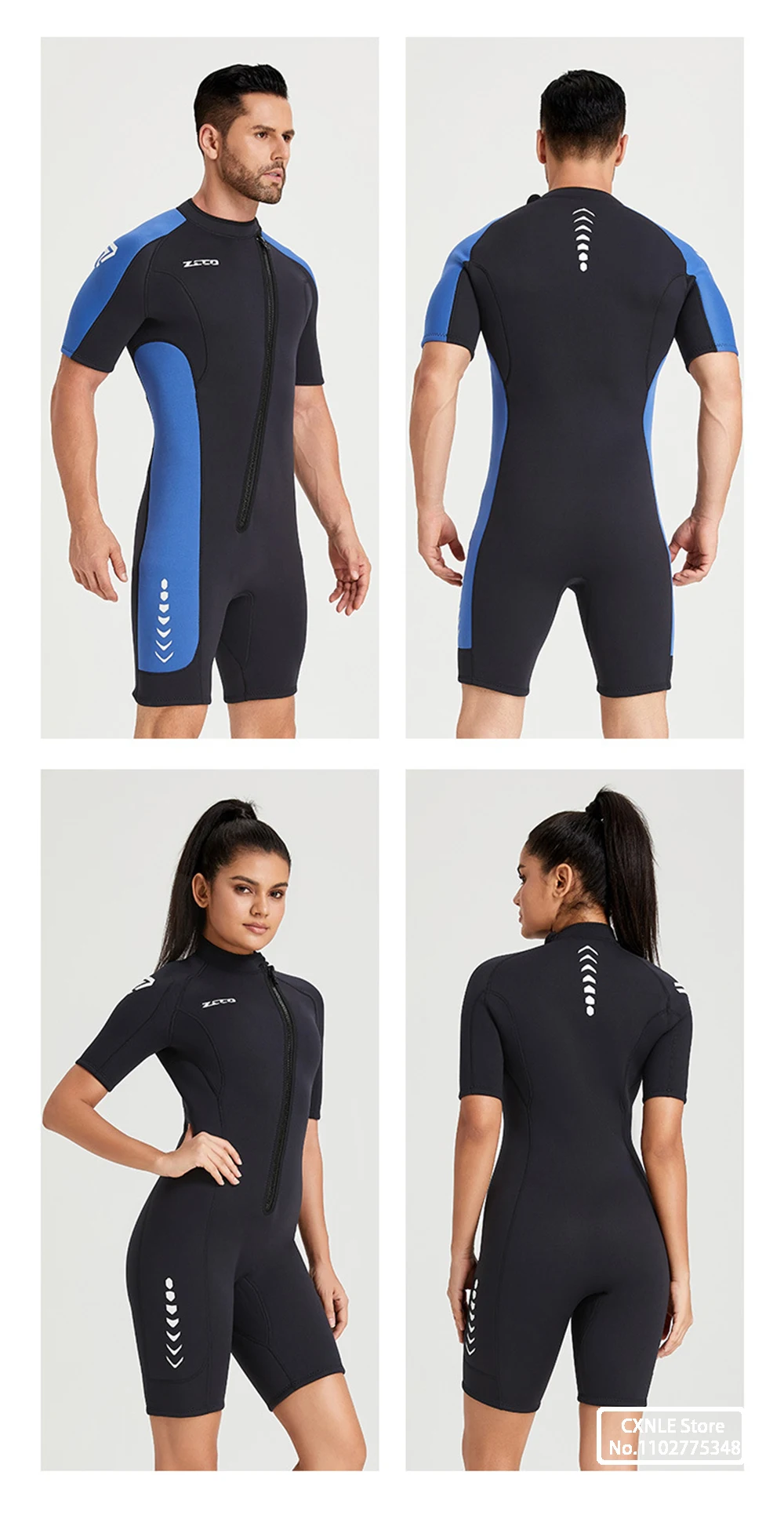 Neoprenanzug 3mm Neopren Surfanzug Kurzarm Bademode Kitesurfen Tauchanzug Speerfischen Badeanzüge Rash Guards Männer Frauen – Detail 10