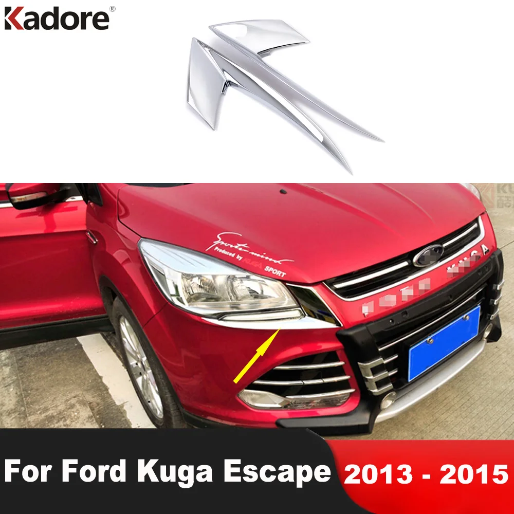 Front Headlight Lamp Eyebrow Cover Trim For Ford Kuga Escape 2013 2014 2015 Fog Light Eyelid Molding Strip Car Accessories