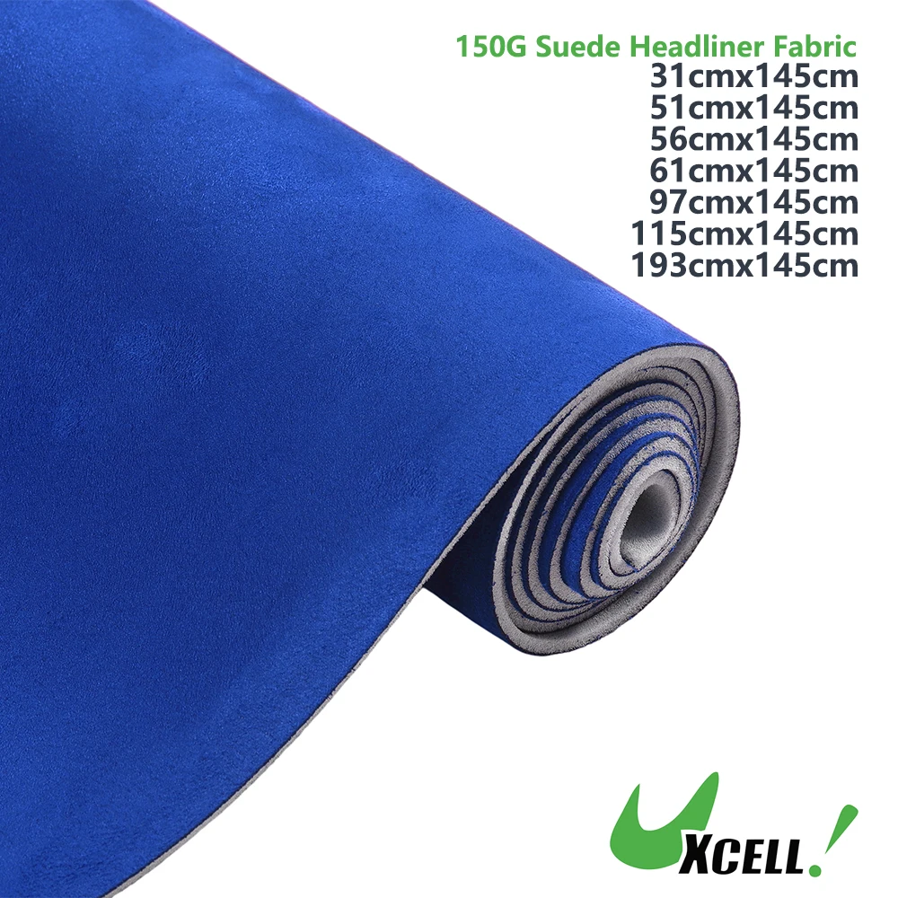 UXCELL 150G Zamszowa tapicerka 56x145cm 61x145cm 115x145cm 193x152cm Piankowy tył do naprawy dachu wnętrza samochodu Niebieski