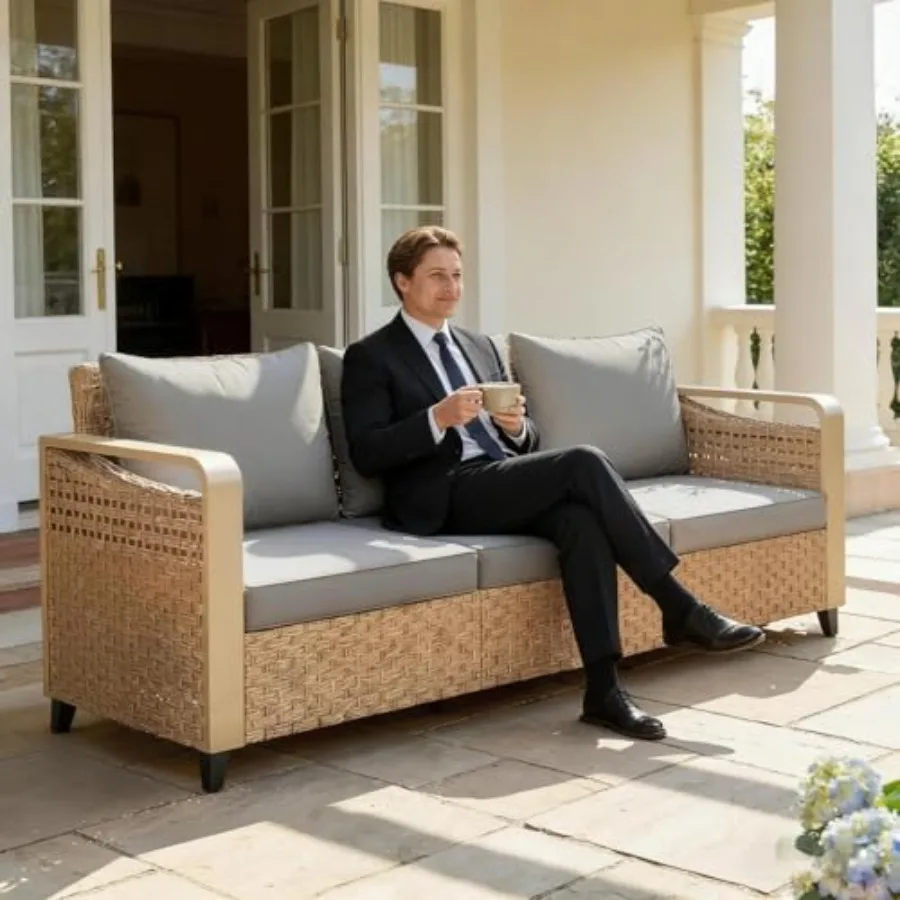 Backyard Sofa, Outdoor Patio Sofa, Garden Rattan Wicker Sofa