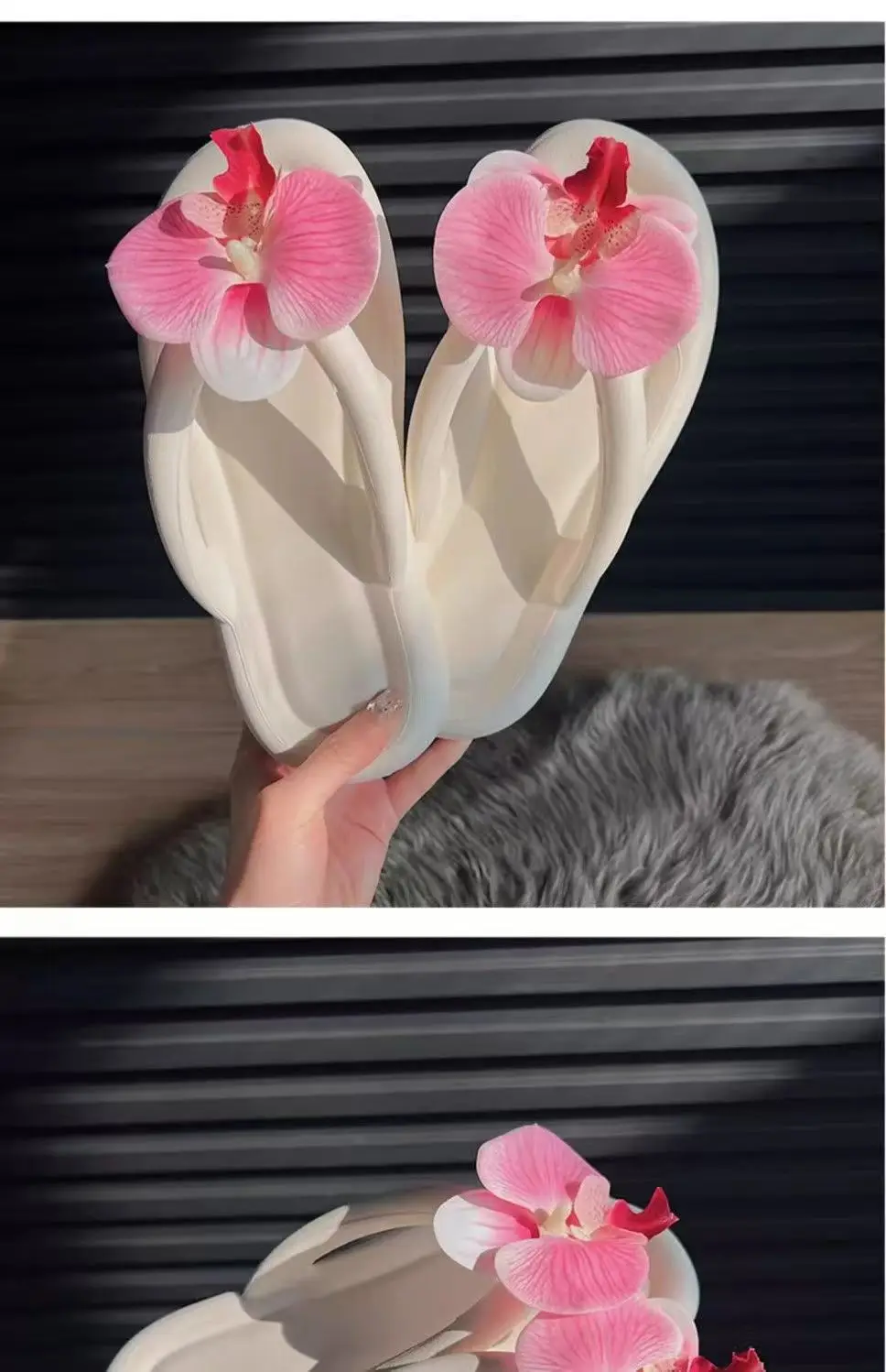 2026 Süße Sommer-Schmetterlingsorchideen-Slipper Elegante Damen-Sandalen für den Strand Rutschfeste Urlaubs-Damenschuhe Strand-Flip-Flops – Detail 14