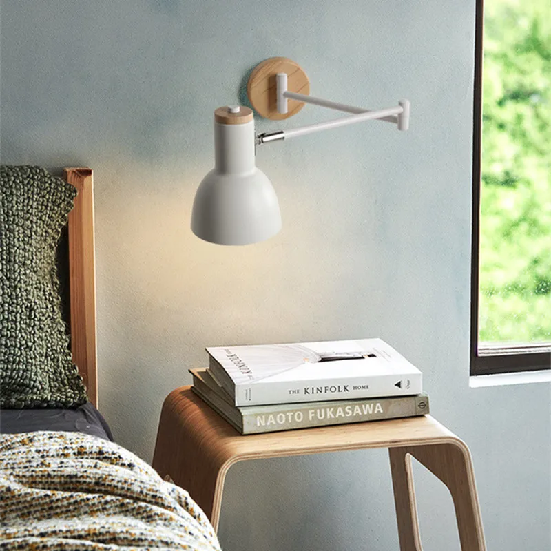 Imagem -04 - Lâmpada de Parede Led Nórdica para Sala de Estar Lâmpada de Cabeceira White Spotlight Modern Reading Wall Sconce Long Pole Swing Arm Wall Light