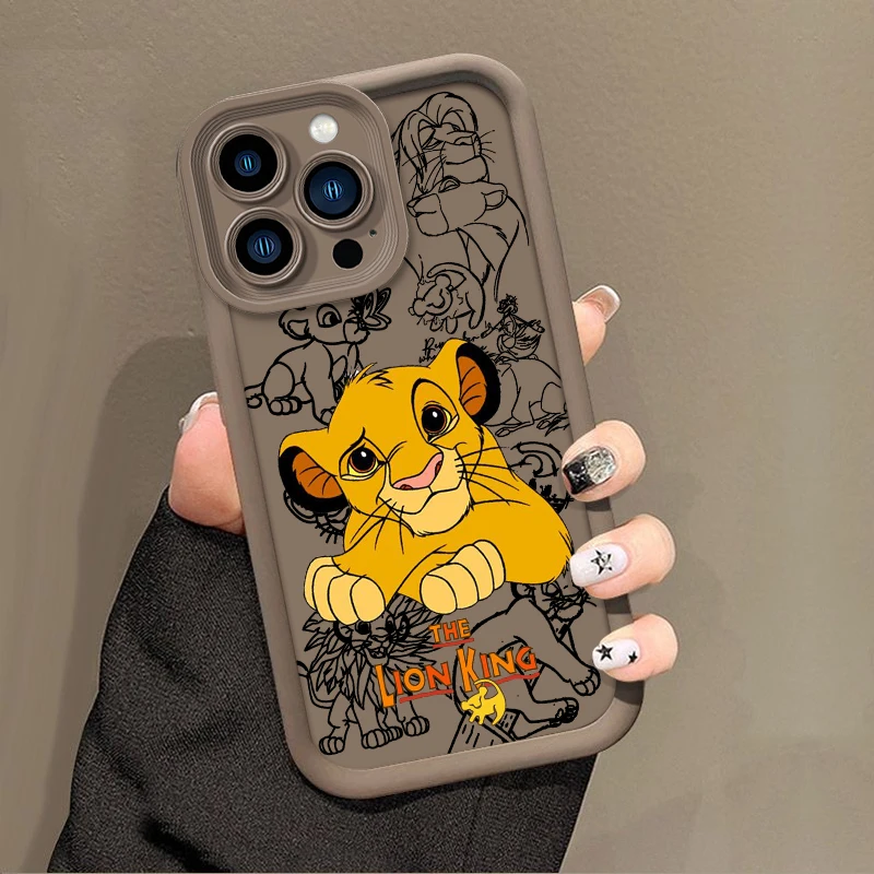 Disney Lion King Cute Simba For Apple iPhone 15 14 13 12 11 Mini XS XR X 8 7 Pro Max Plus Pro Soft Eye Ladder Phone Case Back