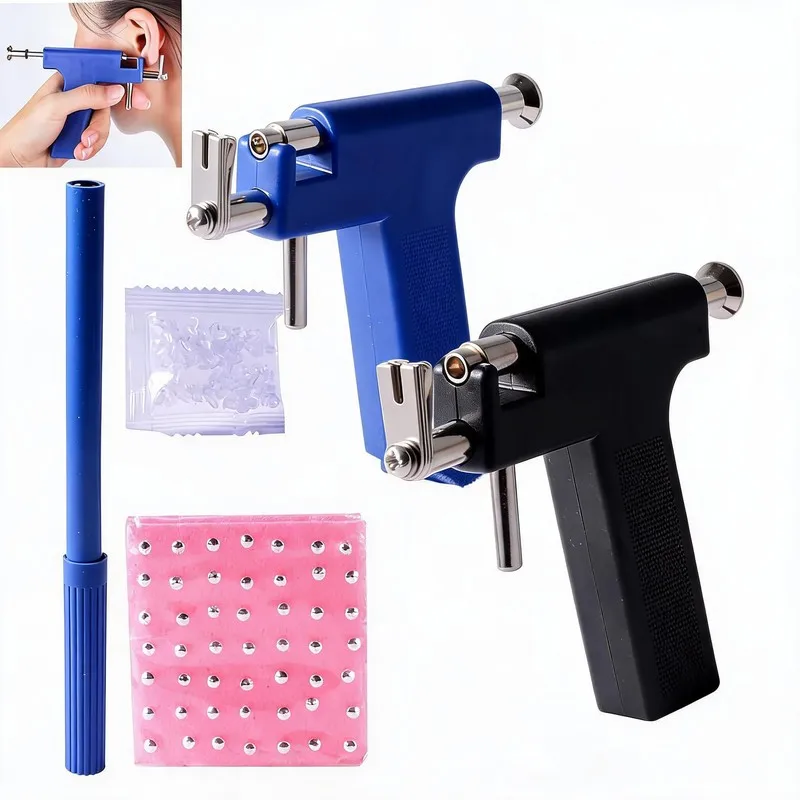 

1 Set Ear Piercing Professional Gun Tool Set Professional Ear Piercing Gun Tool Set 98pcs Ear Studs Steel Ear Nose Navel Body
