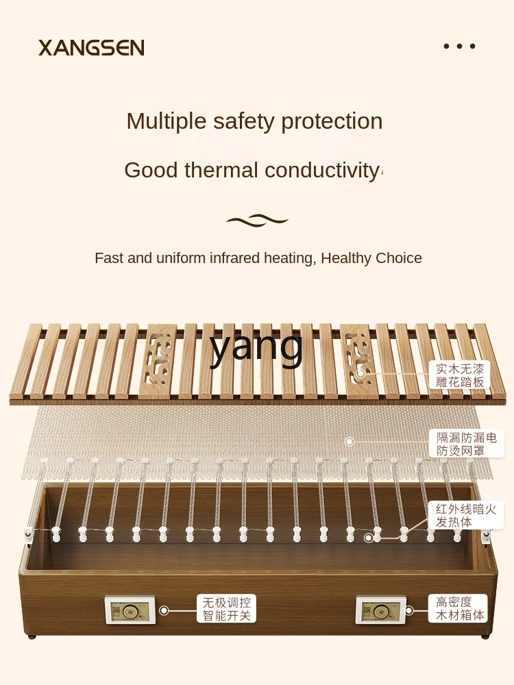 LHHS Solid Wood Heater Household Foot Warmer Fire Box Rectangular