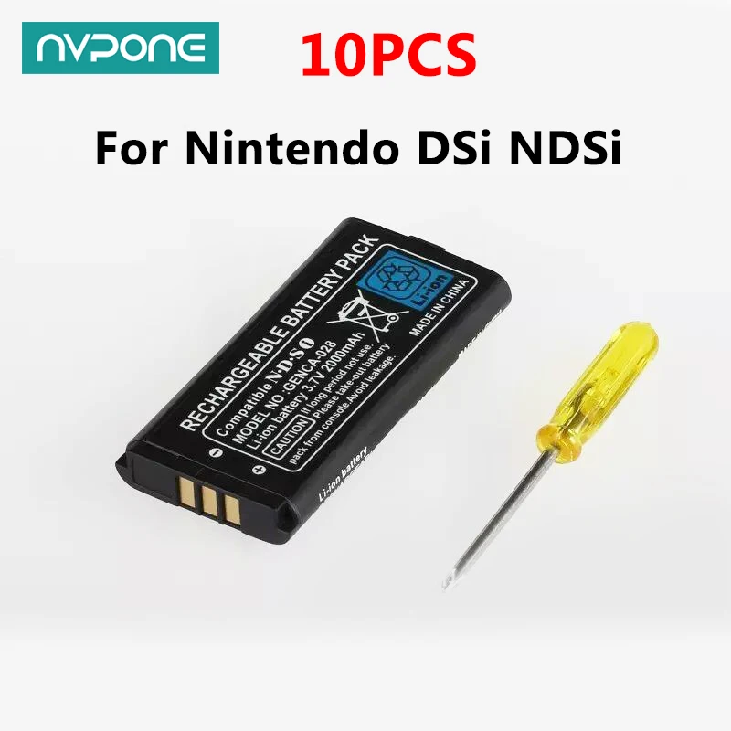 

10pcs battery for Nintendo DSi NDSi 3.7V 850mAh Rechargeable Lithium-ion Battery + Tool Replacement Battery Pack