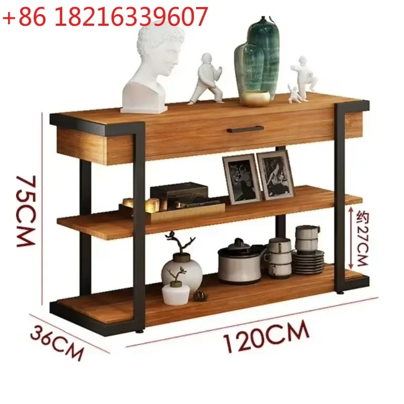 TAO American Wrought Iron Solid Wood Console Tables Wall Living Room Console Sideboard Cabinet Aisle