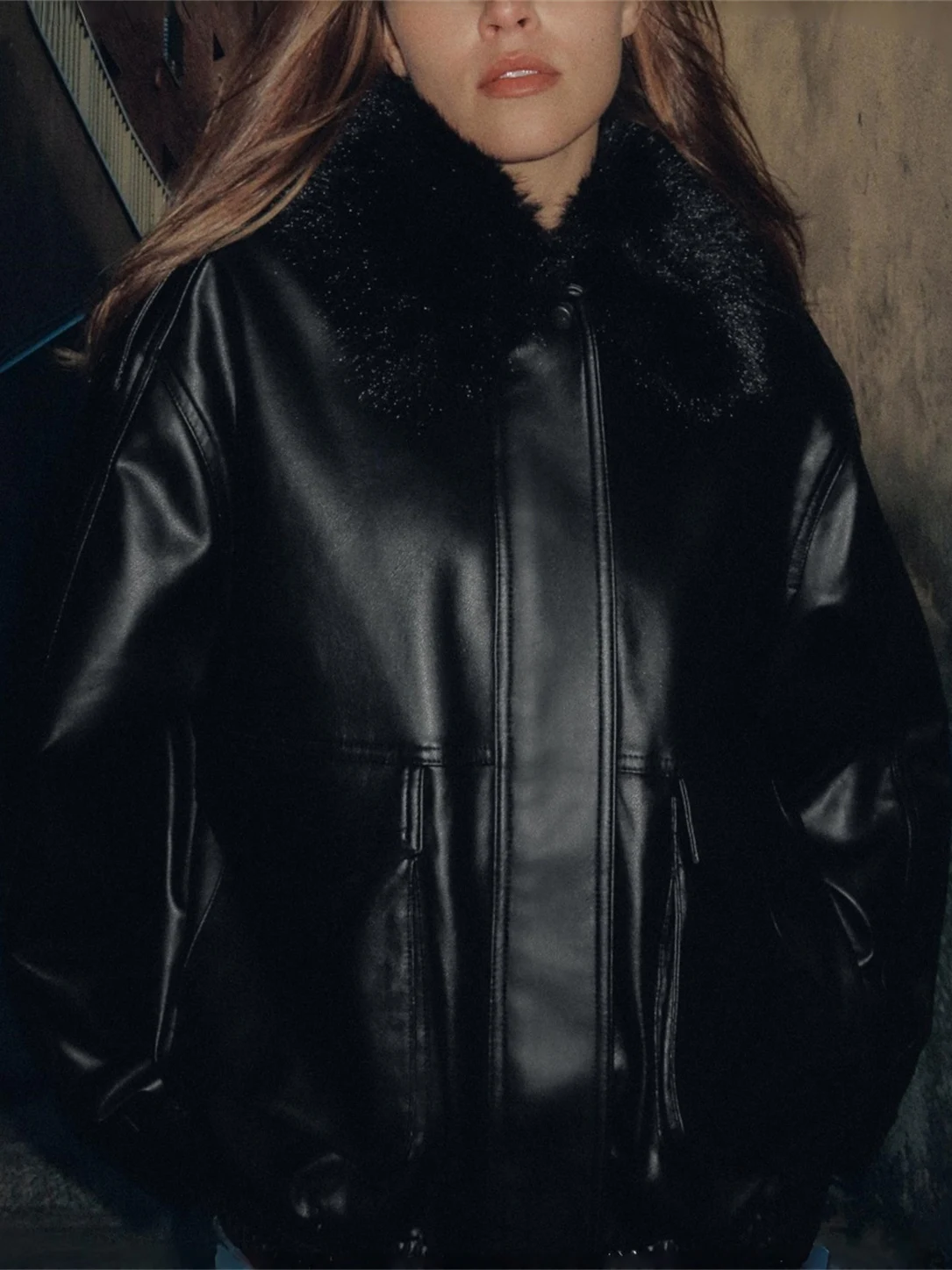 Faionable انفصال الفراء الاصطناعي طوق Jaet المرأة قسط يشعر ملابس خارجية الخريف الشتاء جديد Sle 43478 #2