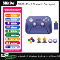 8BitDo Pro 3 Bluetooth Gamepad controlador de juego inalámbrico para Switch 1/2, Windows, Apple, con Joysticks TMR botón intercambiable