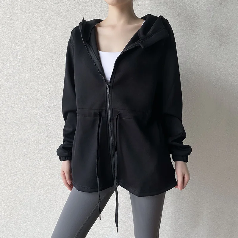 Women's Tracksuit Jacksts Long-sleeved Casual Fitness Coats Yoga Tops Loose Full-zip Hooded Running Jackets Workout Sweatshirts
