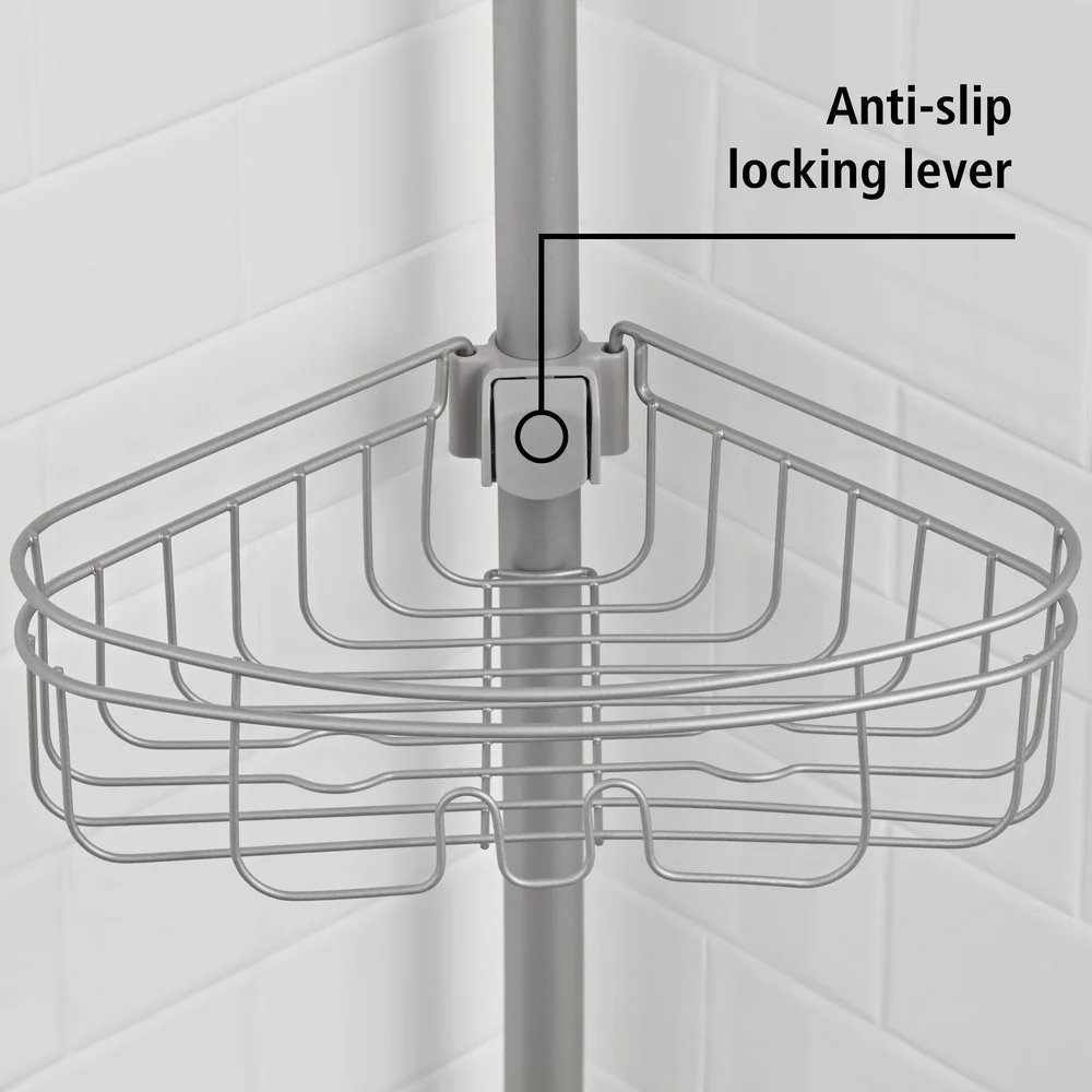 Rust-Resistant Tension Rod Shower Caddy 3 Tier Corner Storage Adjustable 5-8ft with Soap Tray Hooks and Razor Holders