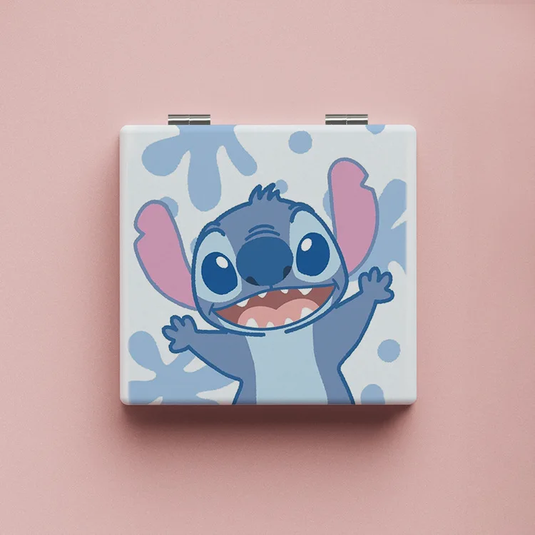 Kawaii Disney Lilo&Stitch Cute Print Mirror Girl Cartoon Stitch Makeup Mirror Portable Foldable Mirror Holiday Gift