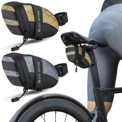 WEST BIKING Bike Saddle Bag Waterproof Storage Tail Rear Bag Accessory Kit Tool Under Seat Pouch Reflective MTB Road Bicycle Bag