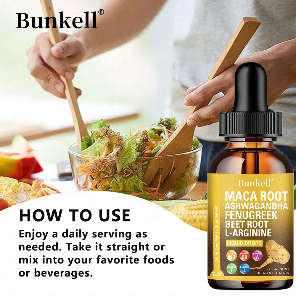 قطرات سائل جذر الماكا - 60 مل، مع الفيتامينات السائلة المتعددة من فينجريك بيترو، المزاج، الطاقة، المناعة، مكمل دعم الحيوية