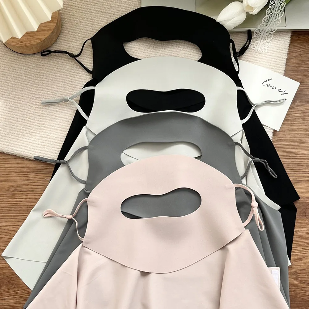 Sunshade Breathable Full-Face Sunscreen Veil Summer Anti UV Ice Silk Face Cover Outdoor UPF 50+ Neck Wrap Cover Woman Man