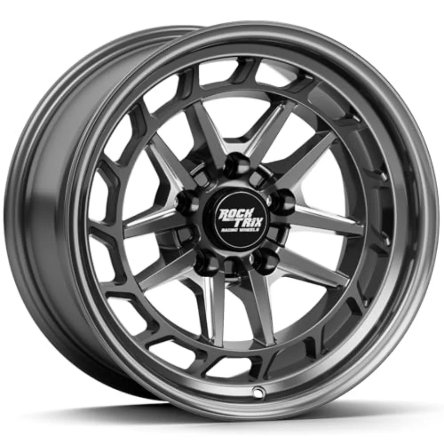 

17 inch Wheel for Jeep Wrangler JK JL Gladiator JT 17x9 5x5 PCD 71.5mm Bore Milled Gloss Gunmetal Gray Wheels -12mm Offset 4.5i