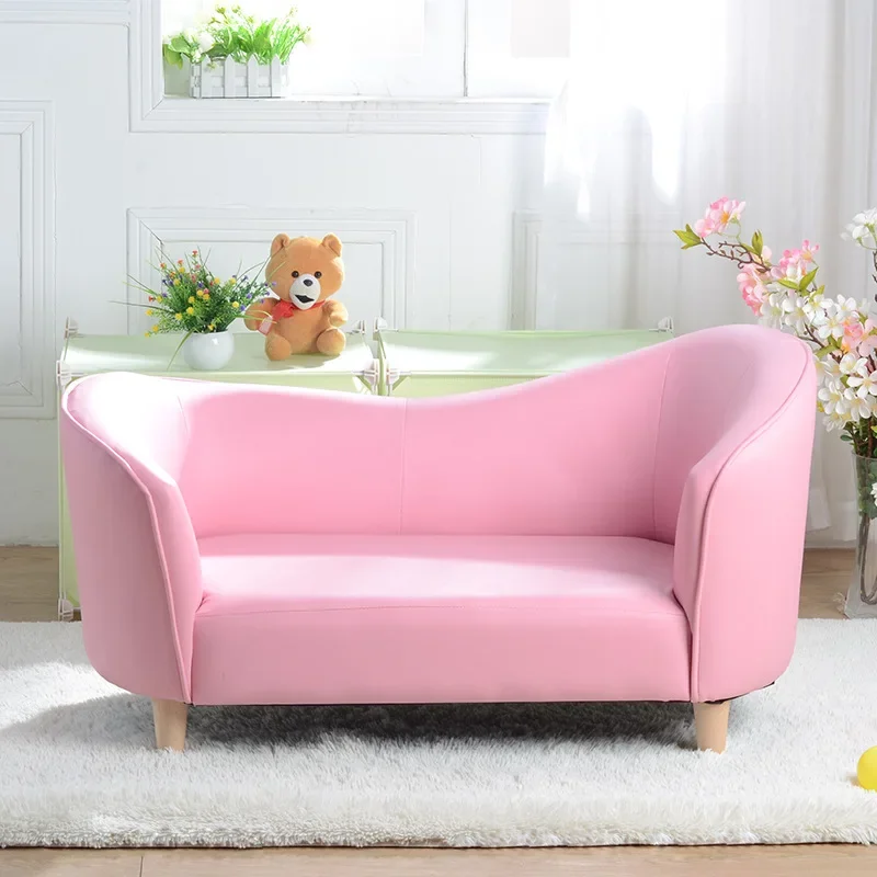 #ay 2023 hot selling pink blue color wood frame leather baby sofa kids' chair kids sofa for living room